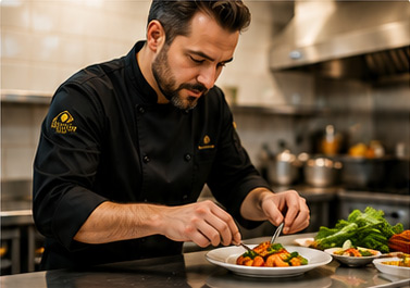 Chef preparing catering meals