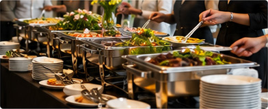 Buffet table setup for office catering