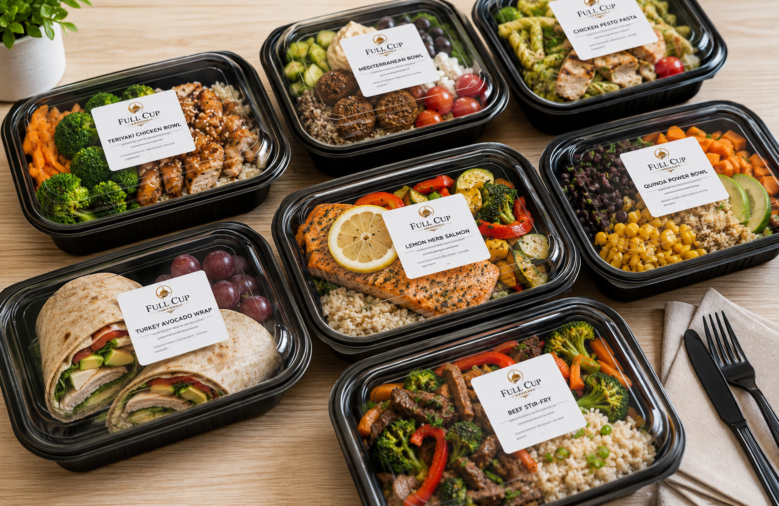 Office employees enjoying fresh daily office catering