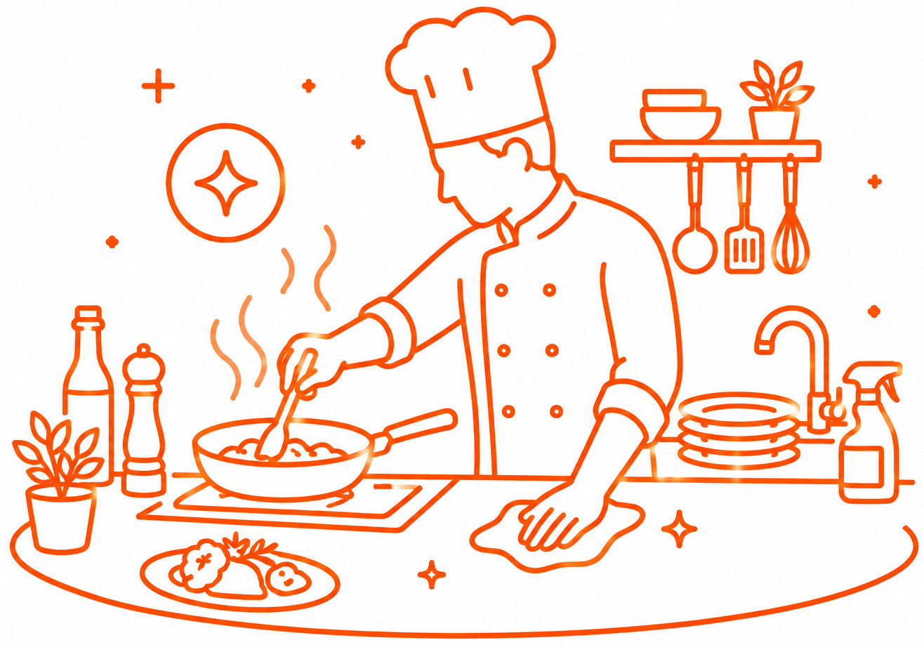 Chef Cooks & Cleans.