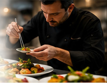Chef plating food